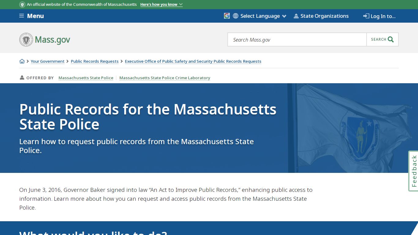 Public Records for the Massachusetts State Police | Mass.gov