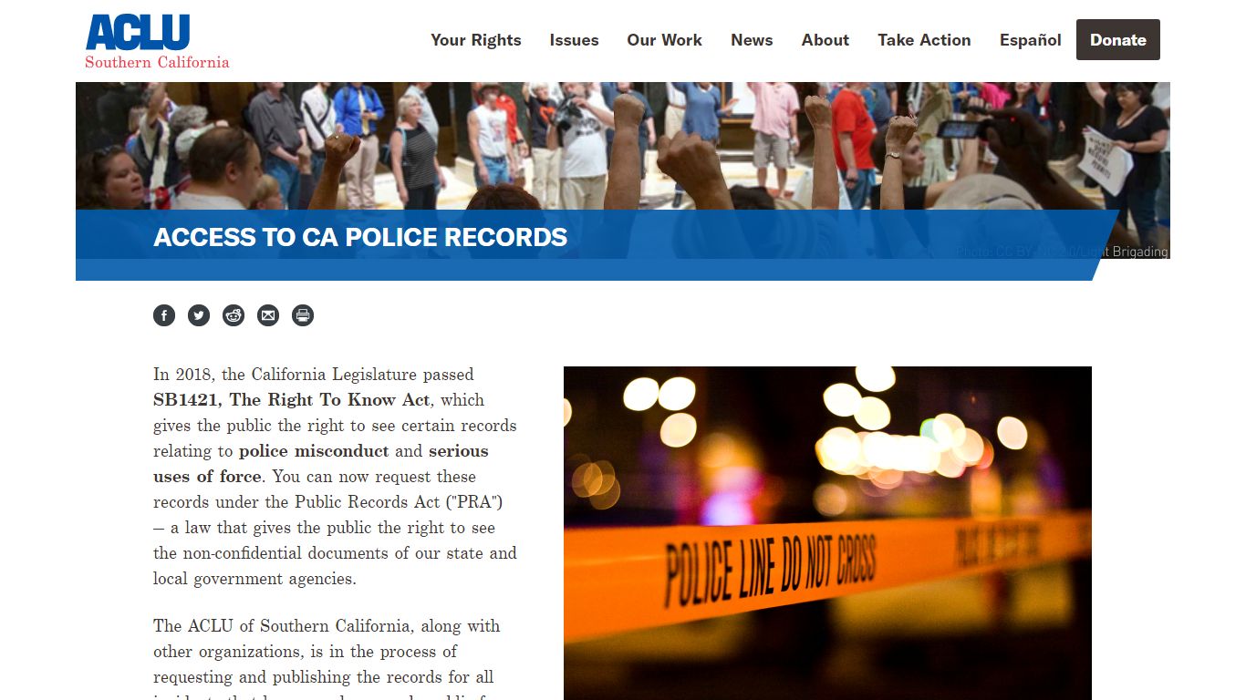 Access to CA Police Records | ACLU of Southern California